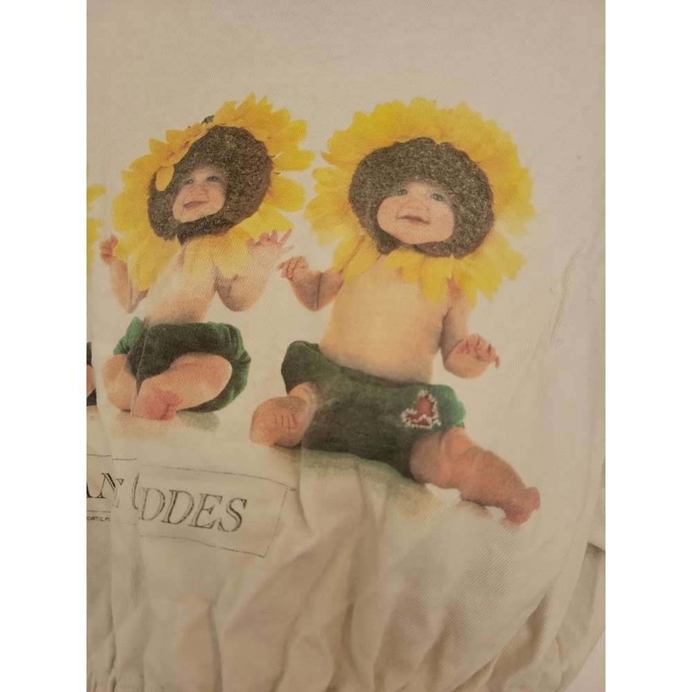 Vintage Anne Geddes Sunflower Baby Graphic T-Shirt Hanes Beefy-T Cropped Large - Picture 3 of 3